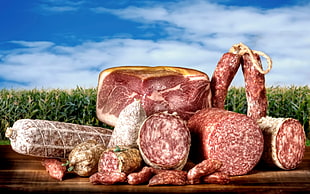 variety of raw meats HD wallpaper